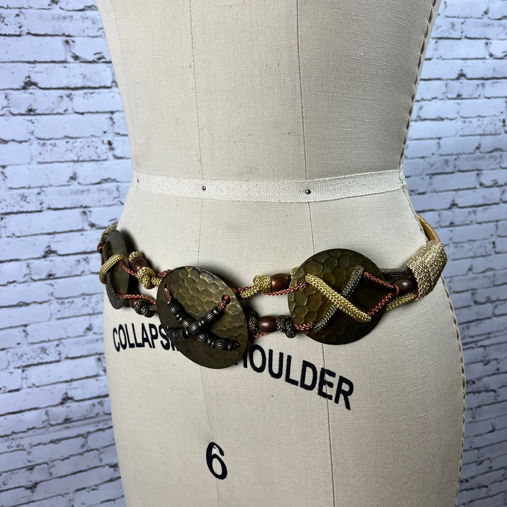 Vintage Elegant Brown and Gold Belt, length: 30 1/4 in.